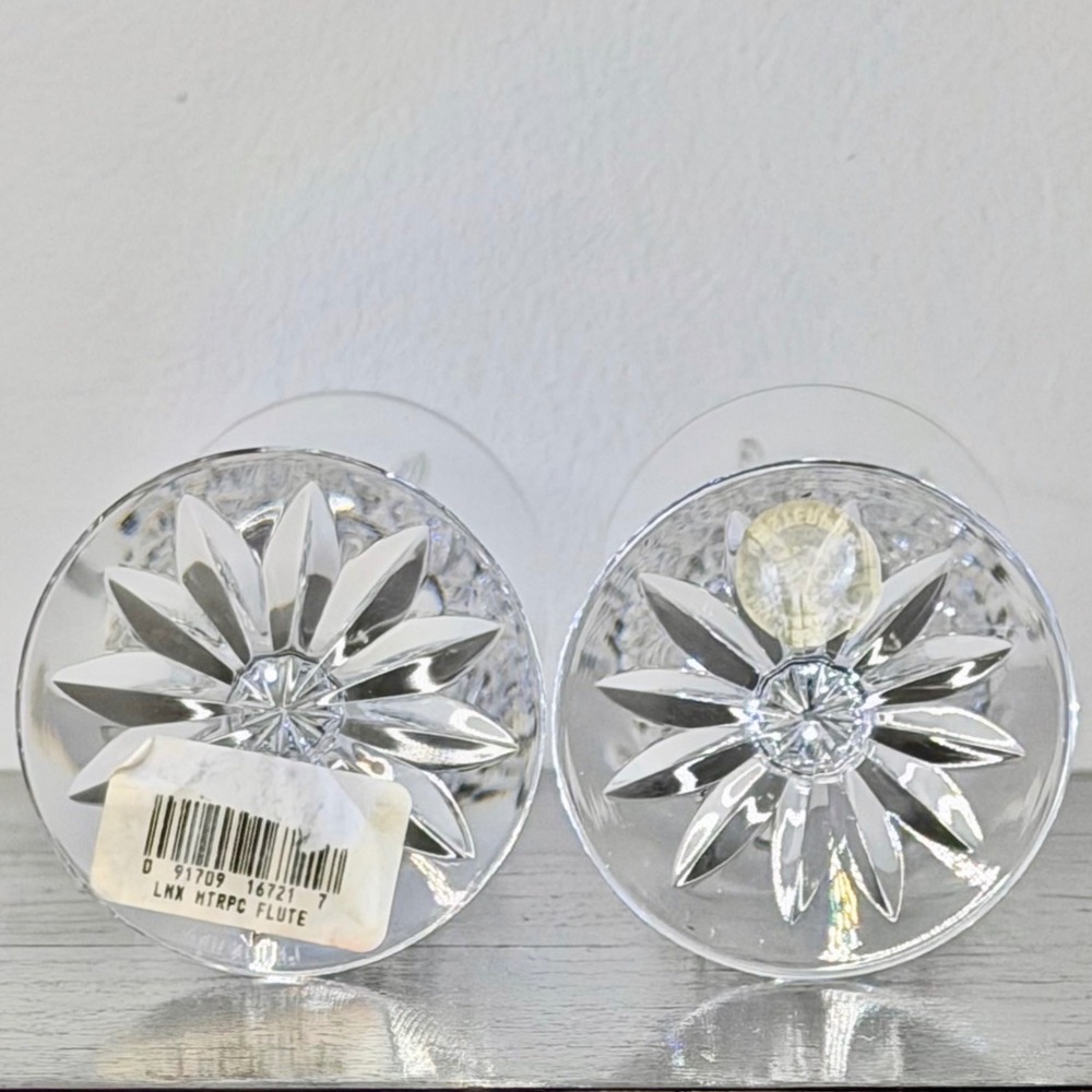 Lenox Masterpiece Collection Crystal Champagne Flutes Set of 4 Clear Home 9.25" - Picture 3 of 11